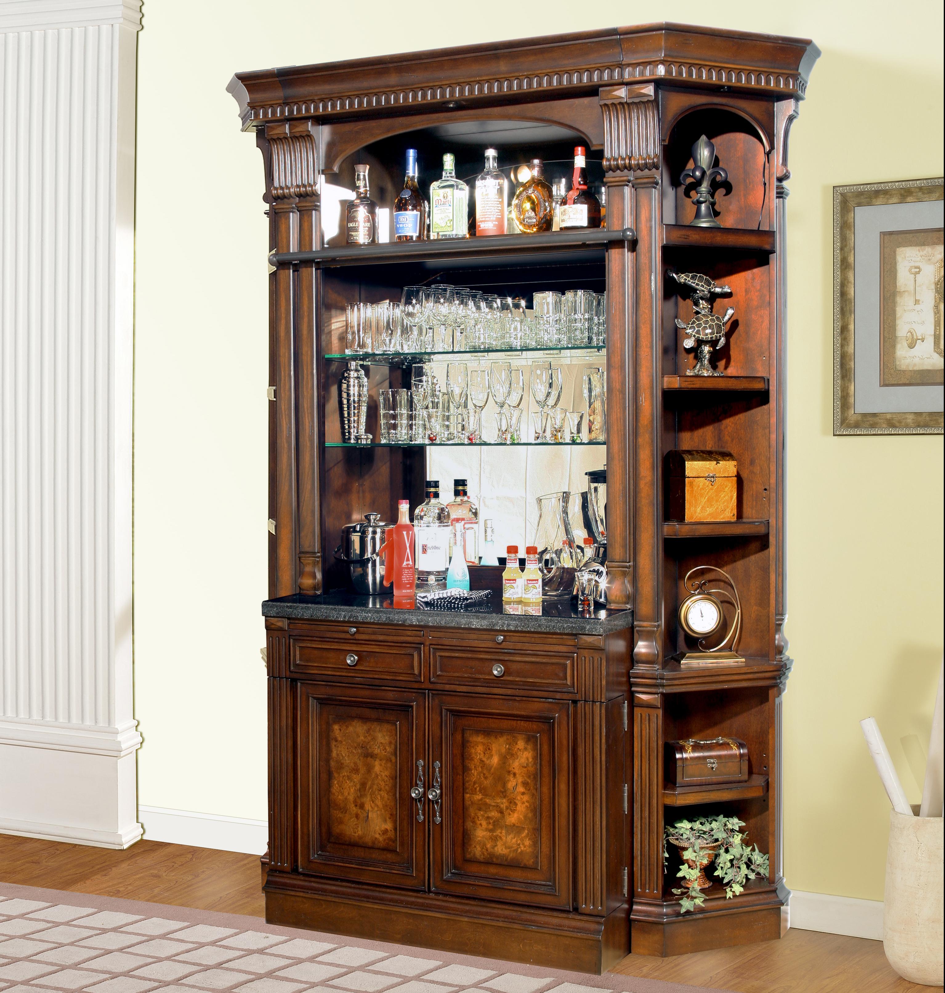 Parker House Corsica Bar Base and Hutch with Corner Shelves Del Sol